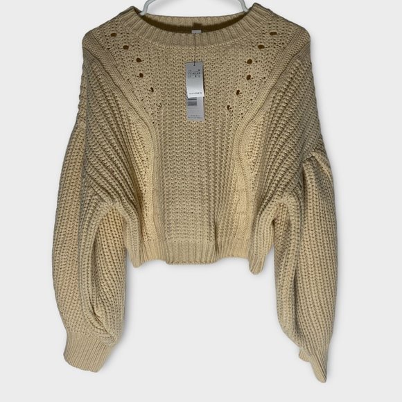 Topshop Sweaters - Topshop Knitted Pointelle Stitch Crop Jumper Buttermilk Size M NWT